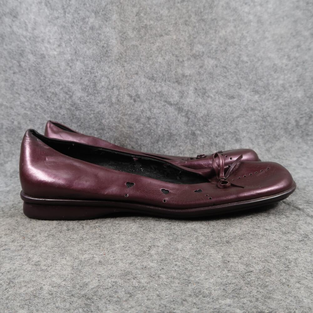 Amelia Shoes Womens 8.5 Flats Slip On Loafer Purple Leather Hearts Made In Italy